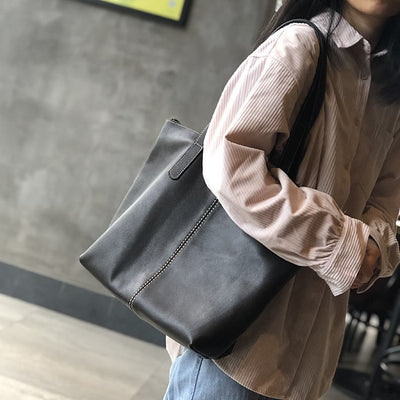 Genuine Leather Tote Bags for Women Casual Shoulder Purse with Crossbody Strap