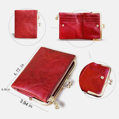 Multifunctional Bifold Vintage Kiss Lock Coin Purse