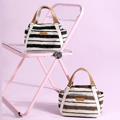 Casual Tote Bag For Women Daily Use Striped Canvas Bag