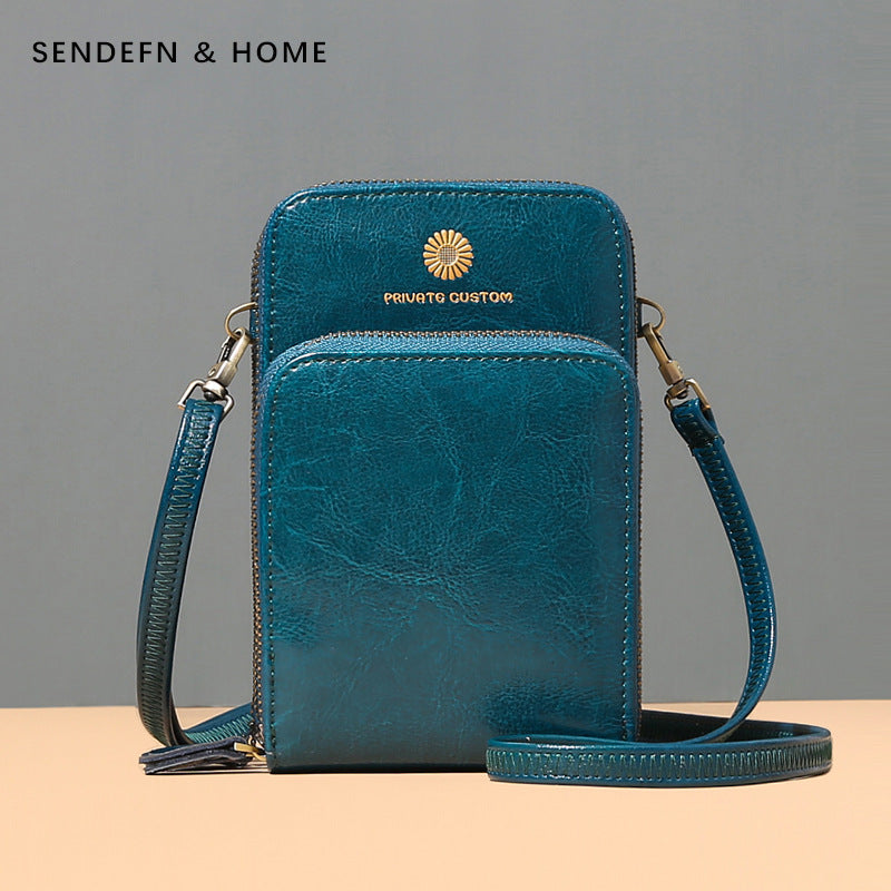 Sunflower Leather Phone Bag Multi-Slot Crossbody Mini Bag with Card Holder Coin Purses