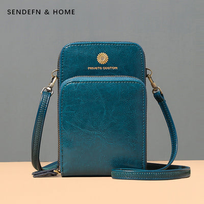 Sunflower Leather Phone Bag Multi-Slot Crossbody Mini Bag with Card Holder Coin Purses