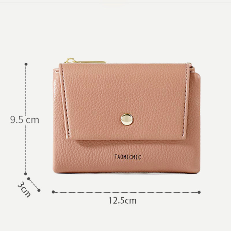 Mini Women Purse PU Bifold Short Wallet with MultIple Card Slots
