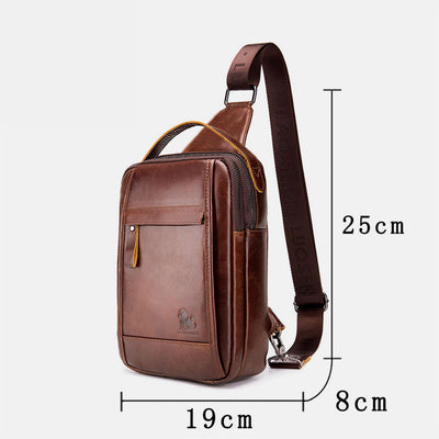 Waterproof Real Leather Retro Sling Bag