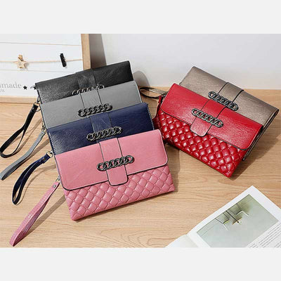 Plaid Pattern Quilted Ladies Shoulder Purse Multifunctional Wallet Handbag