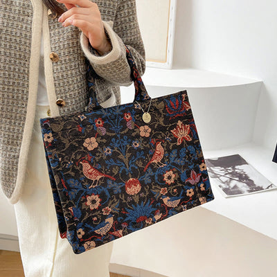 Tote Bag For Women Simple Retro Large Capacity Flower Handbag