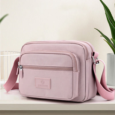4 Zip Crossbody Bag Lightweight Nylon Purse for Women
