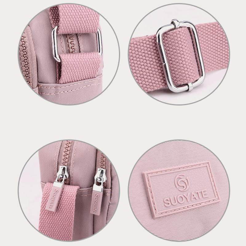 4 Zip Crossbody Bag Lightweight Nylon Purse for Women