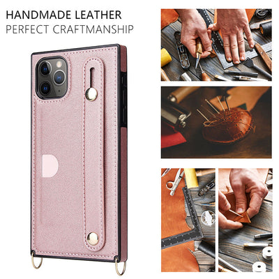 Compatible with iPhone 11/12/13/14 Phone Case Card Holder with Crossbody Strap