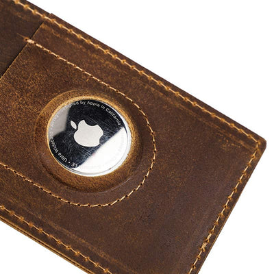 Retro Leather Airtag Holder Luggage Tag