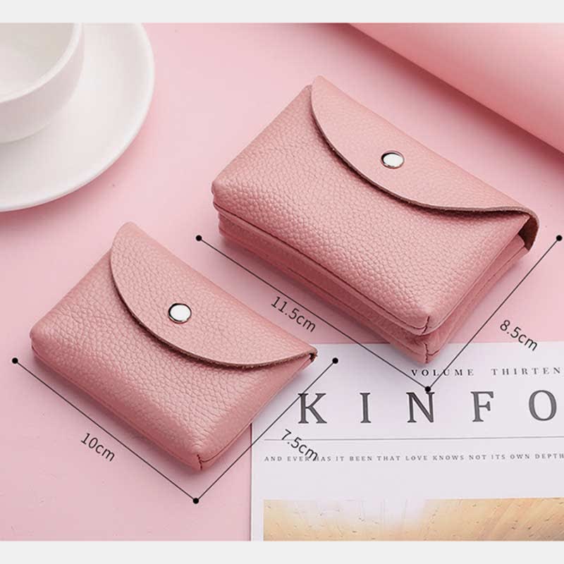 Genuine Leather Coin Purse Mini Wallet Card Holder with Zipper Pocket