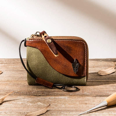 Genuine Leather Coin Purse Change Holder for Women Zipper Pouch Wallet
