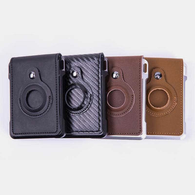 Genuine Leather Airtag Wallet RFID Blocking Quick Access Badge Card Holder