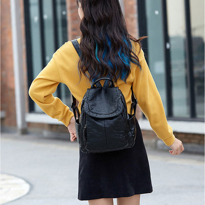 Backpack For Women Casual Soft Leather Large Capacity Travel Bag