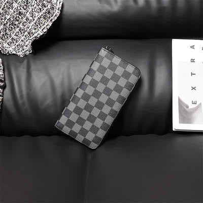 Leather Wallet for Men Zip Around Pattern Print Luxury Wallet Clutch