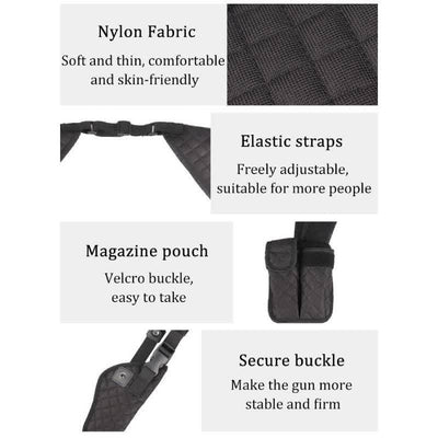 Concealment Black Nylon Universal Horizontal Shoulder Holster with Mag Pouch