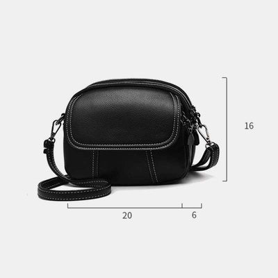 Triple Zip Small Crossbody Bag Leather Cell Phone Purse Shoulder Handbag
