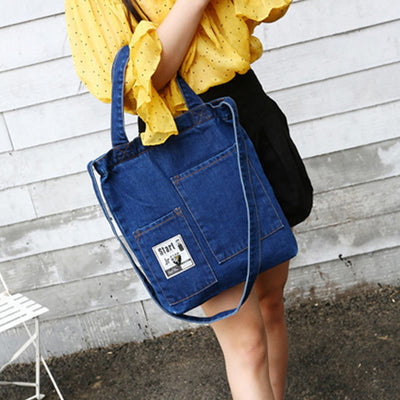 Denim Tote For Outing Retro Canvas Ripped Crossbody Bag