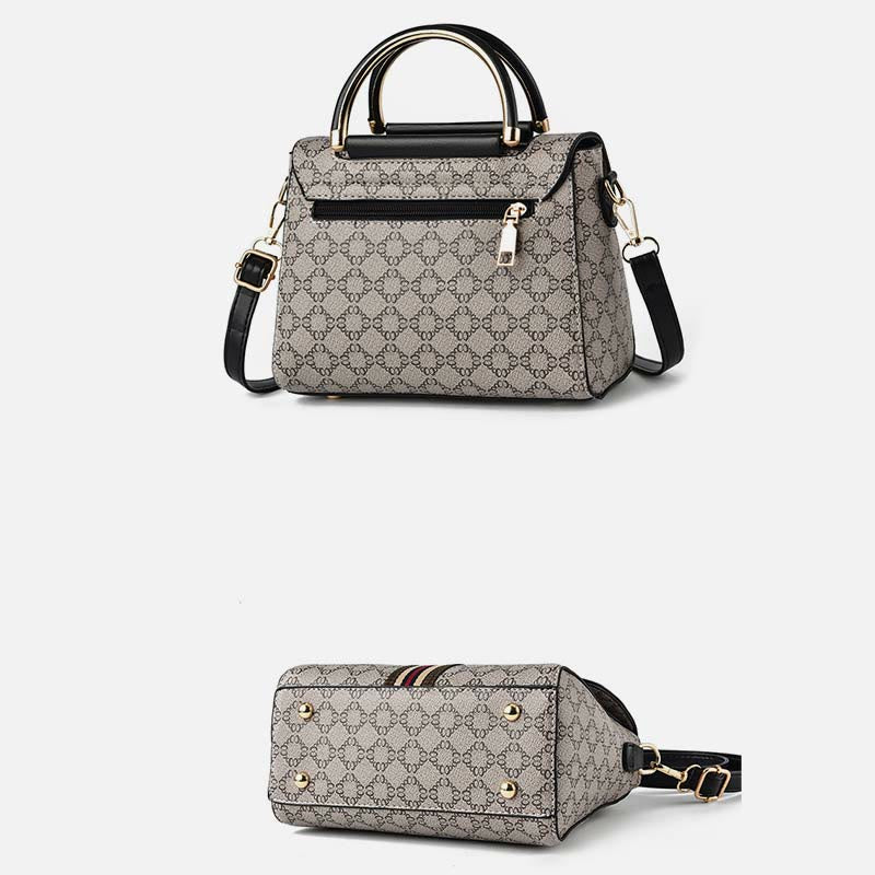 Women Clamshell Buckle Handbag Detachable Strap Retro Crossbody Bag