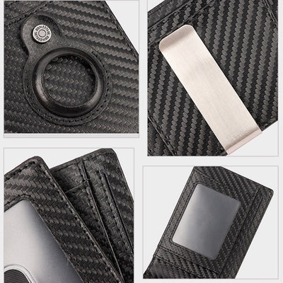 Retro Cowhide Leather AirTag Wallet Bifold RFID Blocking Card Holder