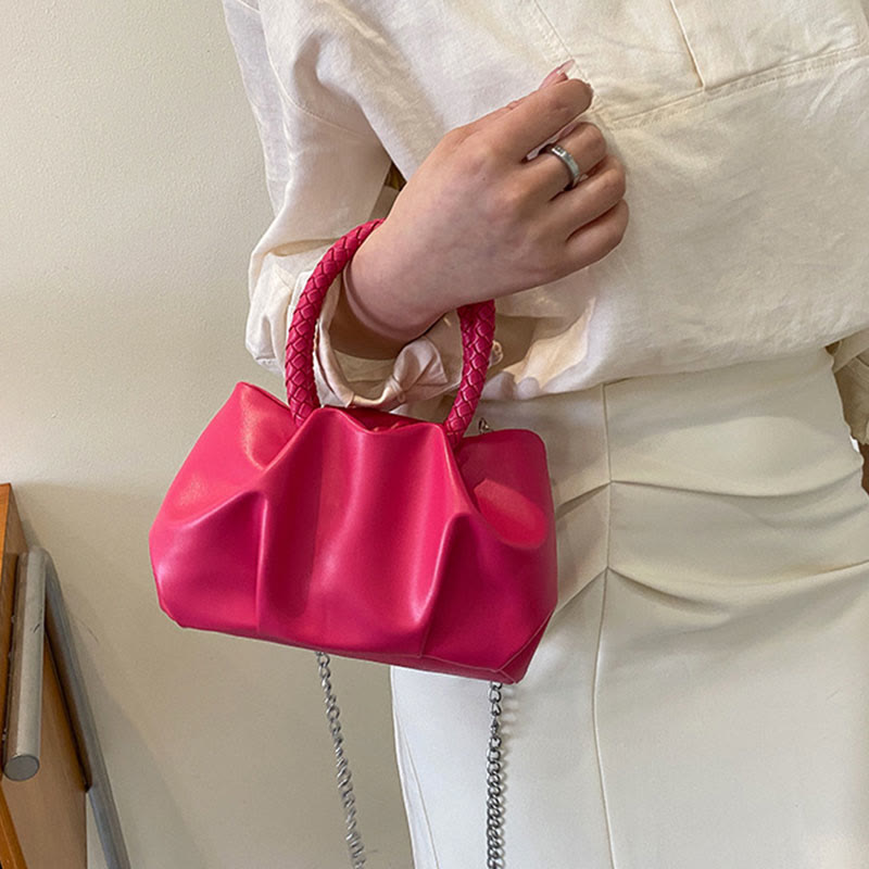 Crossbody Bag For Women Wrinkle Shape Mini Solid Color Handbag