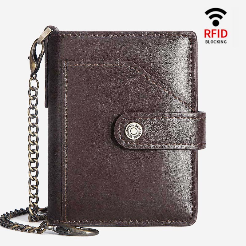 RFID Bifold Business Short Wallet With Chain – Esensbuy