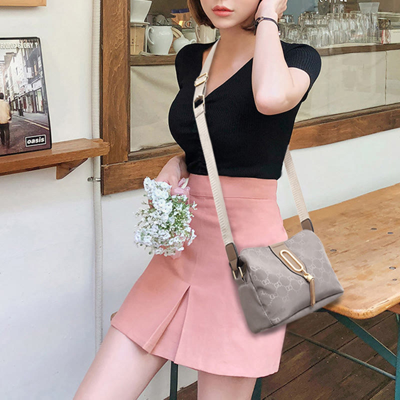 Nylon Crossbody Bag For Women Triple Compartment Elegant Shoulder Bag