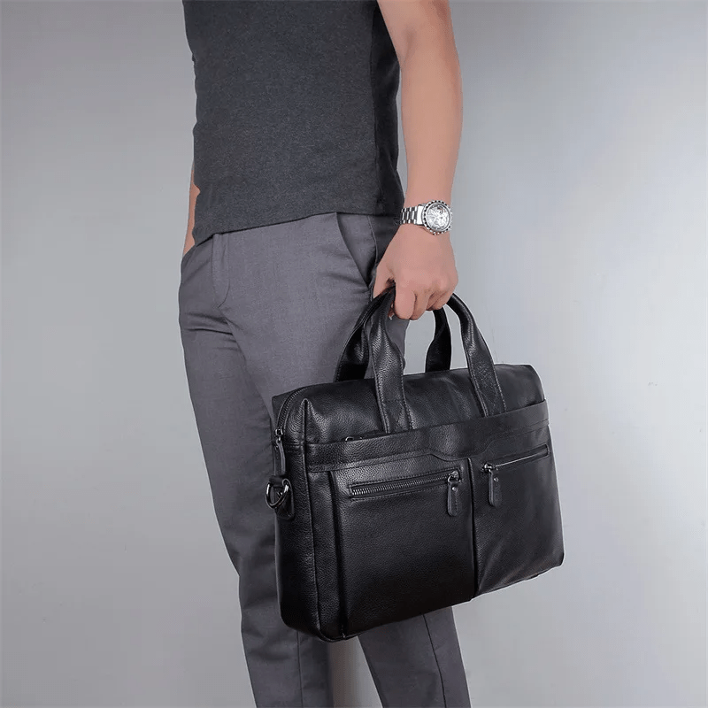 Business Briefcase Messenger Bag For Men Genuine Leather Laptop Bag
