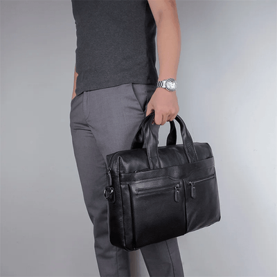 Business Briefcase Messenger Bag For Men Genuine Leather Laptop Bag
