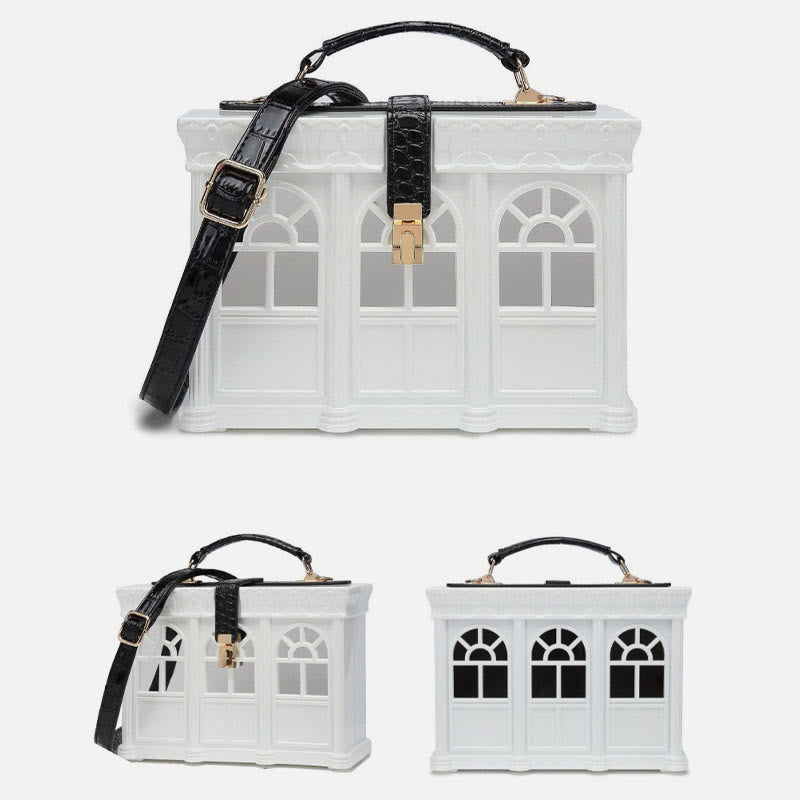Creative Simulated House Handbag Women Buckle Closure Acrylic Crossbody Bag