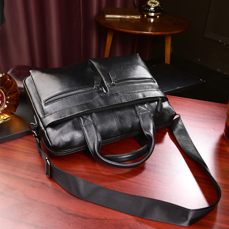 Business Briefcase Messenger Bag For Men Genuine Leather Laptop Bag