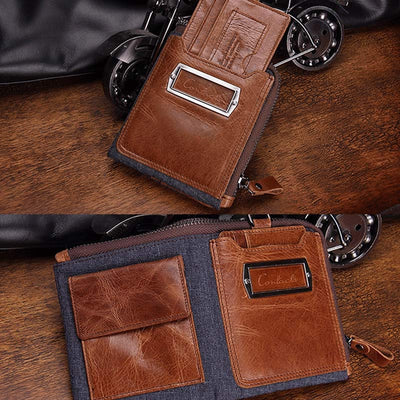 Vintage Leather Wallet Super Roomy Bifold Short Wallet for Men