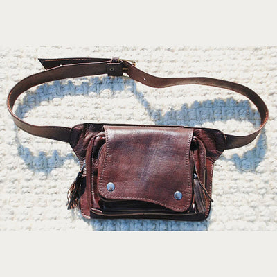 Retro Leather Waist Pack Lady Shoulder Waist Bag Belt Bag