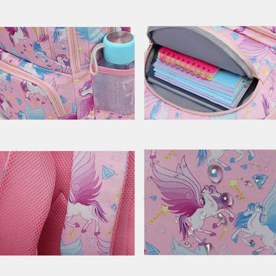Unicorn Schoolbag Set for Girls Backpack Bookbag Lunch Bag Pencil Case