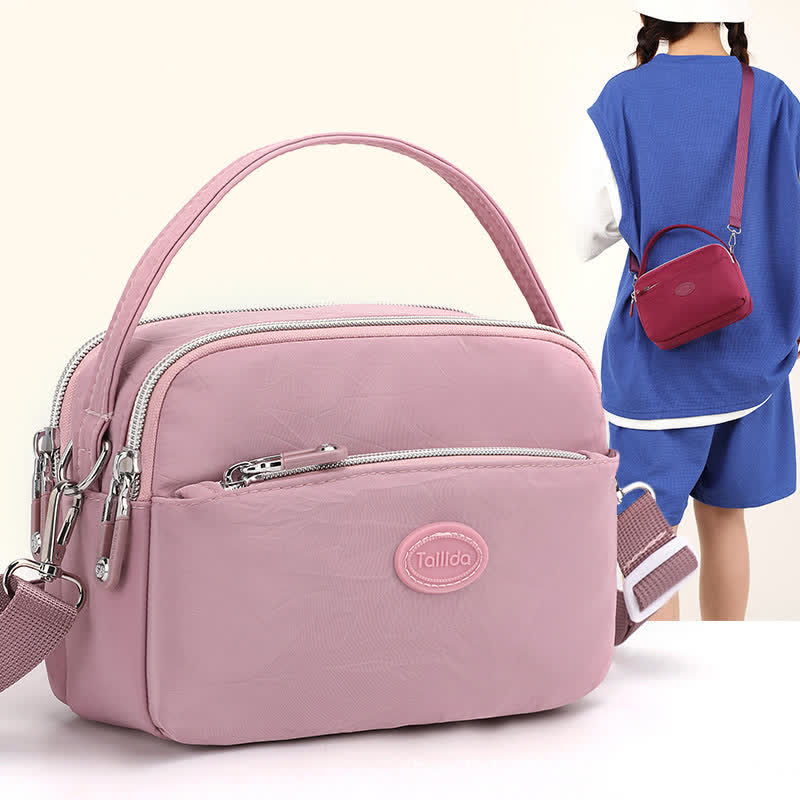 Crossbody Bag for Women Triple Zip Shoulder Bag Casual Nylon Purse