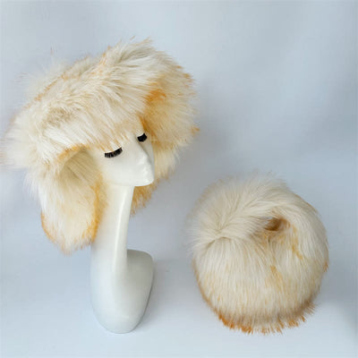 Faux Fur Soft Hat Bag Set For Women Winter Dating