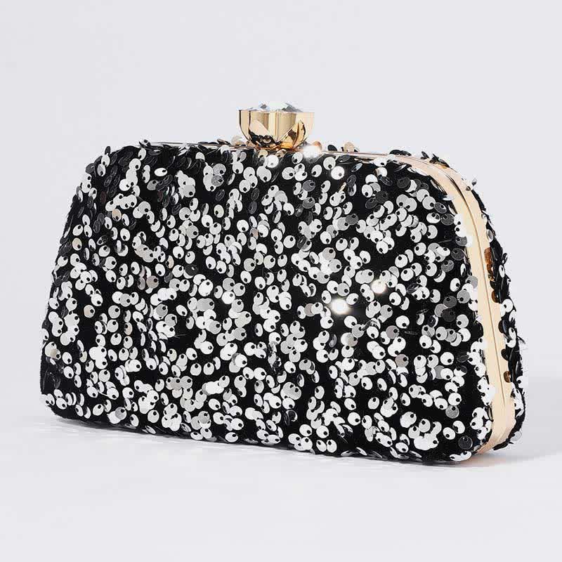 Women Glitter Clutch Beaded Sequin Party Evening Bag with Crossbody Strap