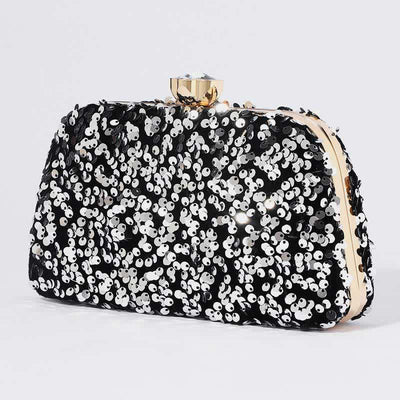 Women Glitter Clutch Beaded Sequin Party Evening Bag with Crossbody Strap