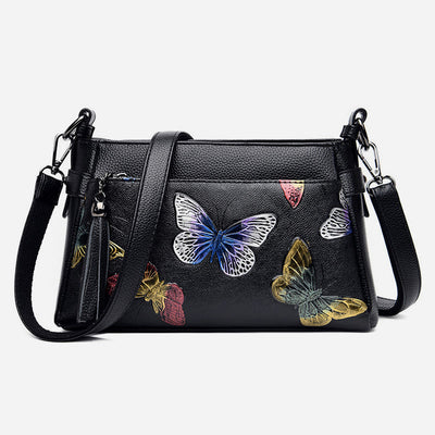 Blooming Floral Crossbody Bag For Women Dragonfly Print Tassel Purse