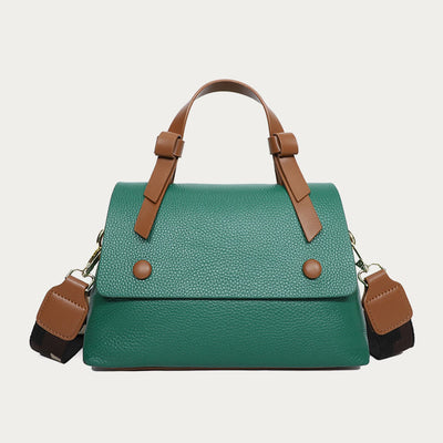 Retro Top Handle Bag For Women Lychee Pattern Leather Bag