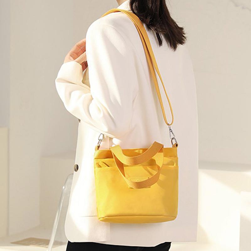 Functional Crossbody Bag Shoulder Bag Multi-pocket Lightweight Solid Color Handbag