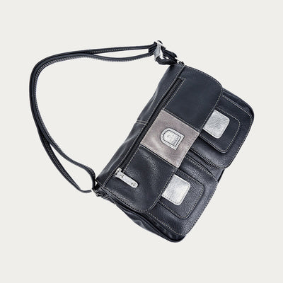 Crossbody Bag For Women Simple Black Leather Shoulder Bag