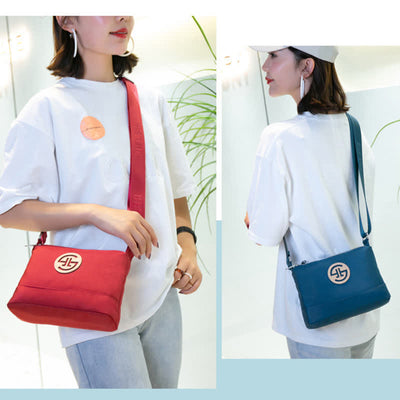 Triple Zip Small Crossbody Bag Lightweight Waterproof Nylon Handbag for Women