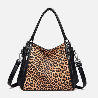 Leopard Zebra Print Tote For Women Vegan Leather Large Handbag