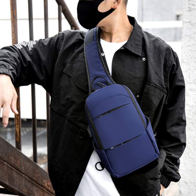 Sling Crossbody Backpack Shoulder Bag for Men with USB Charger Port