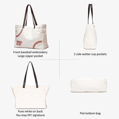 Large Embroidered Canvas Tote Multifunctional Travel Sports Bag Shoulder Bag