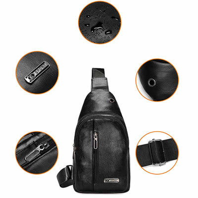 Leather Crossbody Sling Bag Backpack with Adjustable Strap for Outdoor Travel