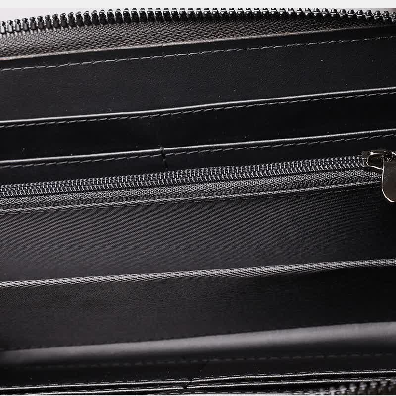 Leather Wallet for Men Zip Around Pattern Print Luxury Wallet Clutch
