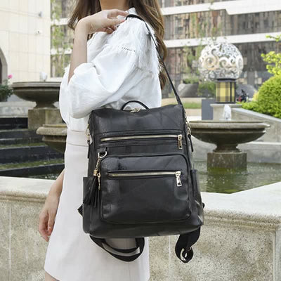 Functional Small Leather Backpack Shoulder Bag Daypack for Women Girls