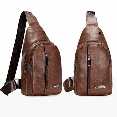 Leather Crossbody Sling Bag Backpack with Adjustable Strap for Outdoor Travel