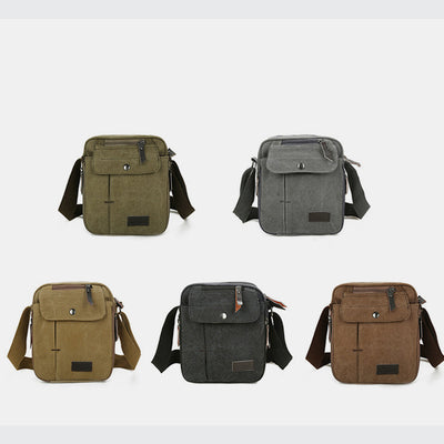 Mens Small Messenger Bag Multi-Slot Travel WorK Canvas Shoulder Bag
